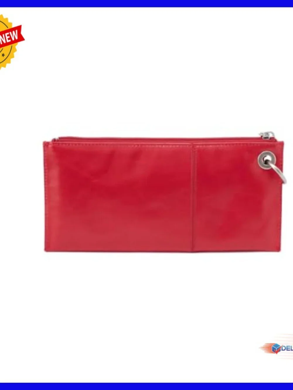 Leather Wristlet Clutch with Card Slots and Zipper Pocket